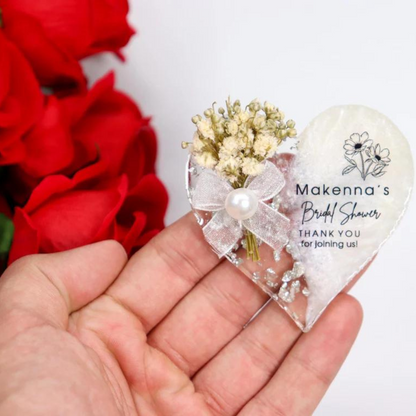 Personalized Handmade Epoxy Heart Wedding Favors