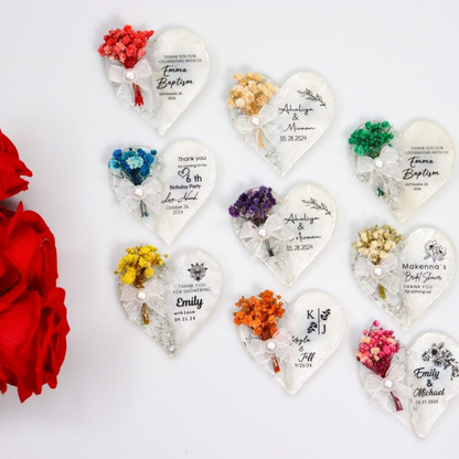 Personalized Handmade Epoxy Heart Wedding Favors