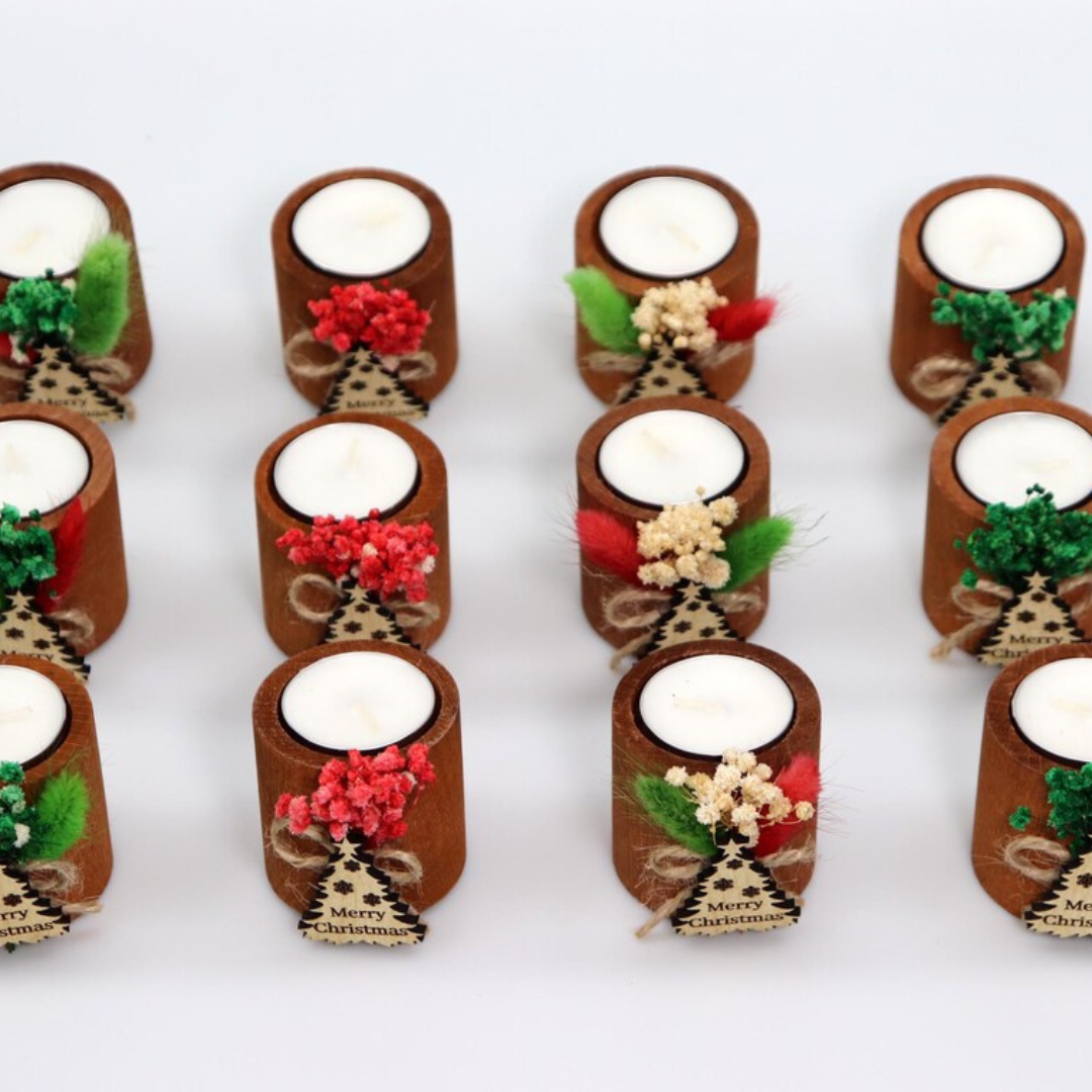 Handmade Personalized Christmas Candle Favors